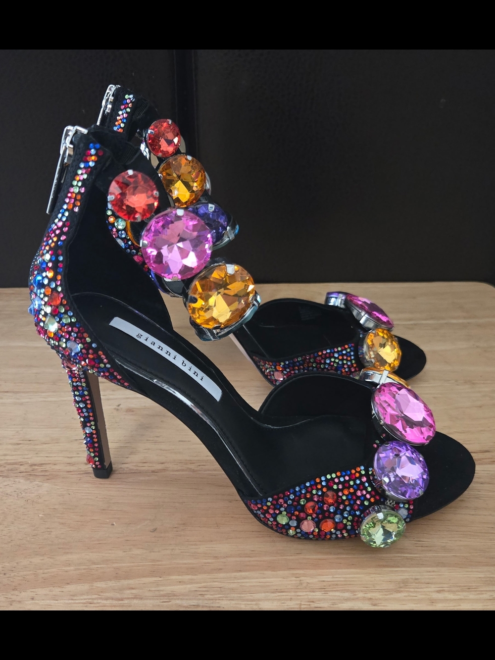 Gianni Bini Multicolor Gemstone Embellished Women’s High Heel Sandals Size 6.5